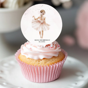 Elegant Ballerina Pink Birthday  Classic Round Sticker
