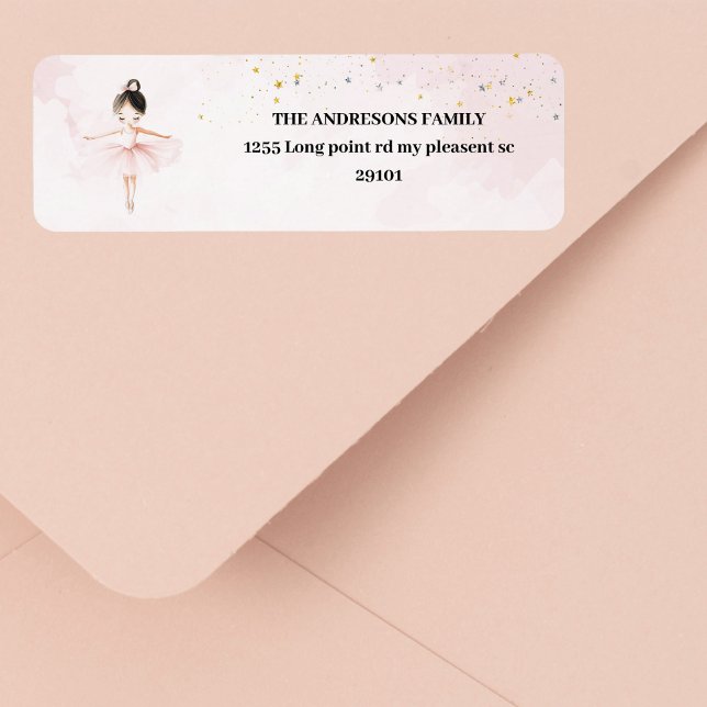 Elegant Ballerina Pink Birthday Return Address Label (Creator Uploaded)
