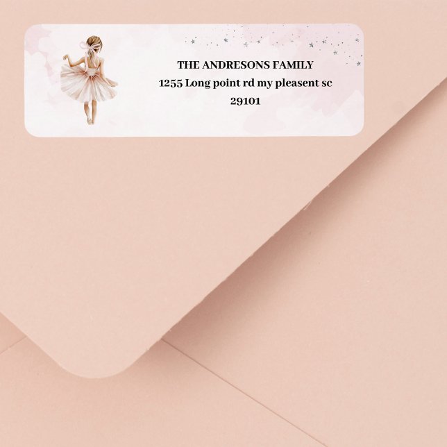 Elegant Ballerina Pink Birthday Return Address Label (Creator Uploaded)