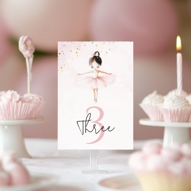 Elegant Ballerina Pink Birthday Table Number (Creator Uploaded)