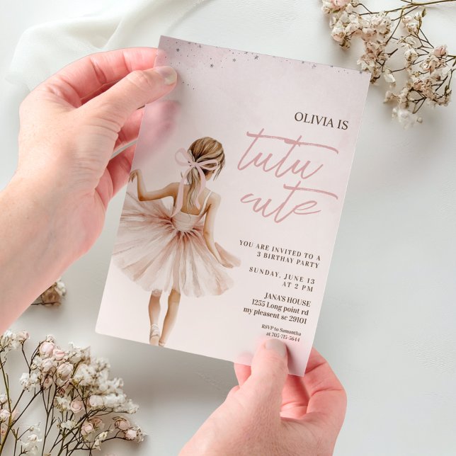 Elegant Ballerina Pink Birthday Vellum Invitations (Creator Uploaded)