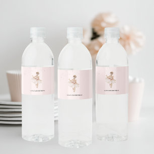 Elegant Ballerina Pink Birthday  Water Bottle Label