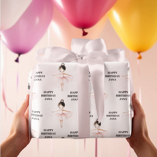 Elegant Ballerina Pink Birthday Wrapping Paper (Creator Uploaded)