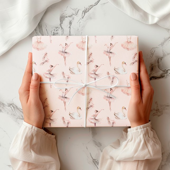Elegant Ballerina Pink Watercolor Patttern Ballet  Wrapping Paper (Creator Uploaded)