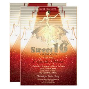 Elegant Ballerina Red Carpet Sweet 16 Invitation