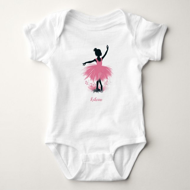 Elegant Ballerina Silhouette Ballet Baby Bodysuit (Front)