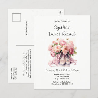 Elegant Ballet Dance Recital Invitation Postcard