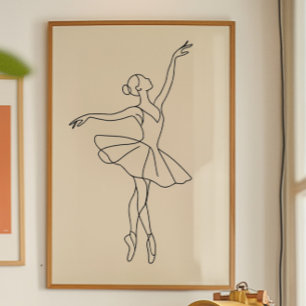 Elegant Ballet Dancer Line Art Print, Minimalist Poster