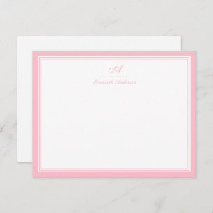 Elegant Ballet Pink Monogram Correspondence Card