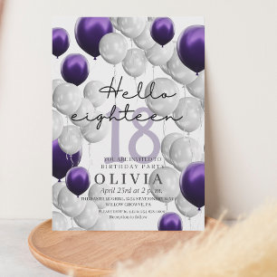 Elegant Balloons 18th Birthday Party  Invitation