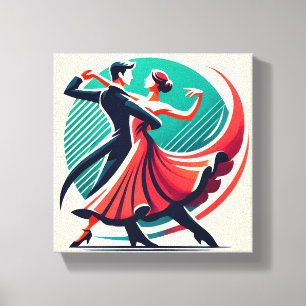 Elegant Ballroom Dance – Stylised Art Poster Canvas Print