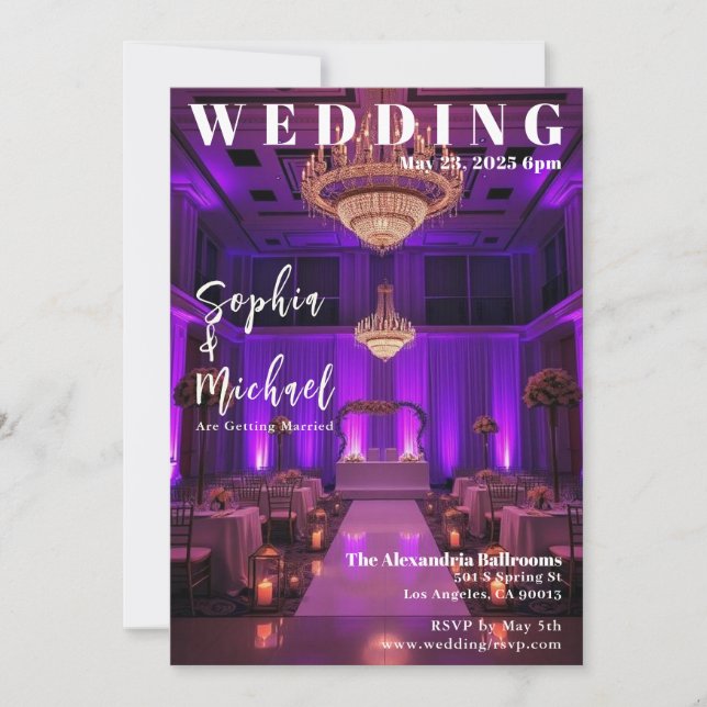 Elegant Ballroom Magazine Cover Wedding  Invitation (Front)
