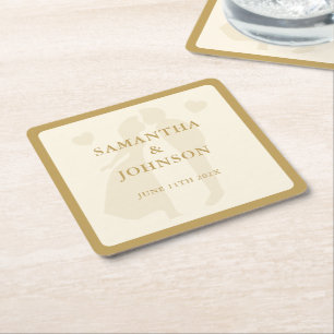 Elegant Ballroom Vintage Ivory Wedding Square Paper Coaster