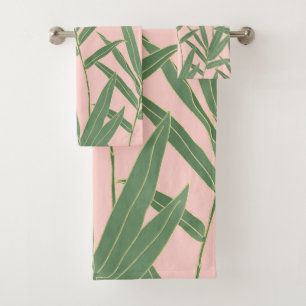 Elegant bamboo foliage design bath towel set