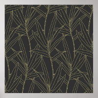 Elegant bamboo foliage gold strokes design