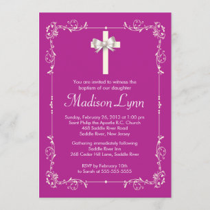 Elegant Baptism Christening Elegant Cross Invitation