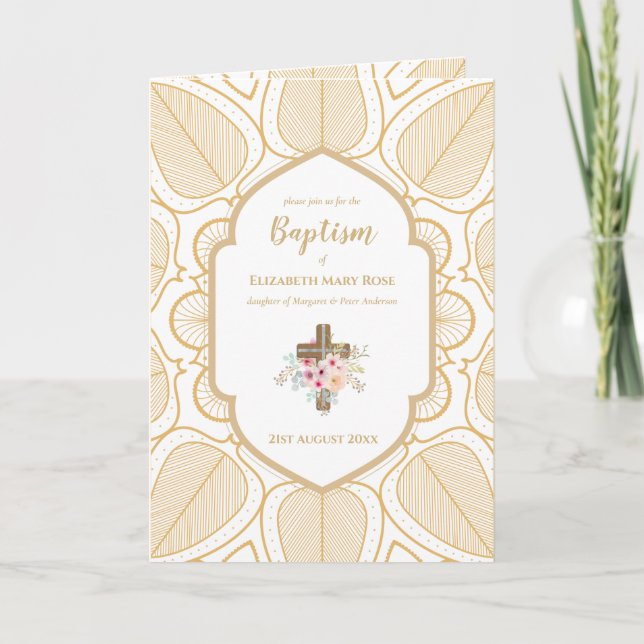 Elegant Baptism Christening Invitation and Program (Front)