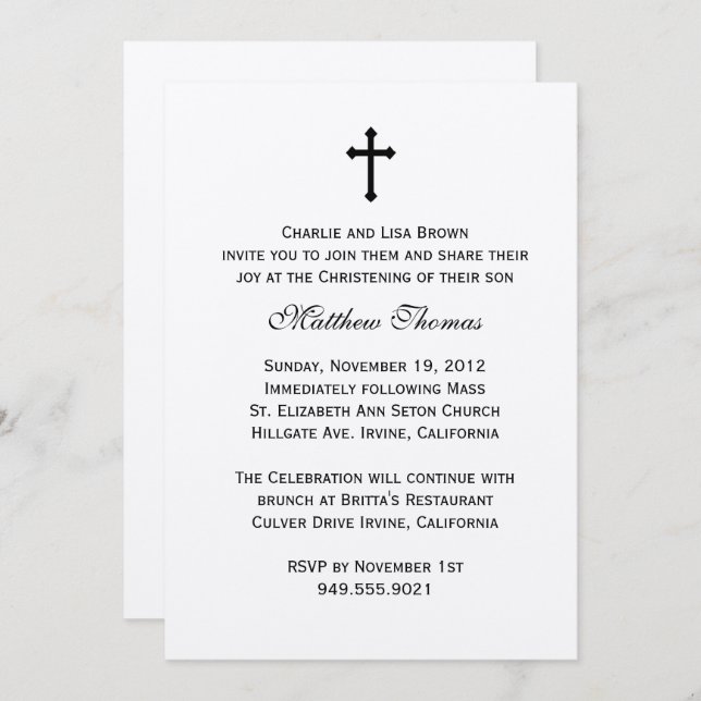 Elegant Baptism Invitation (Front/Back)