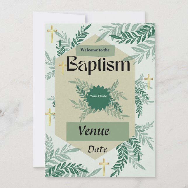 Elegant Baptism Invitation Card (Front)
