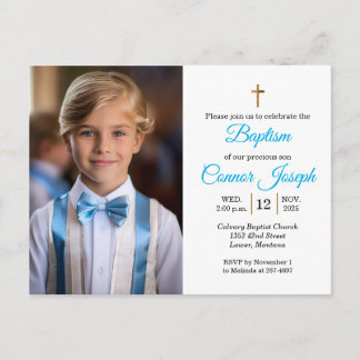 Elegant Baptism Relies event Custom photo Announcement Postcard