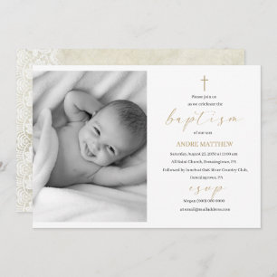 Elegant Baptism Religious event custom photo Invit Invitation
