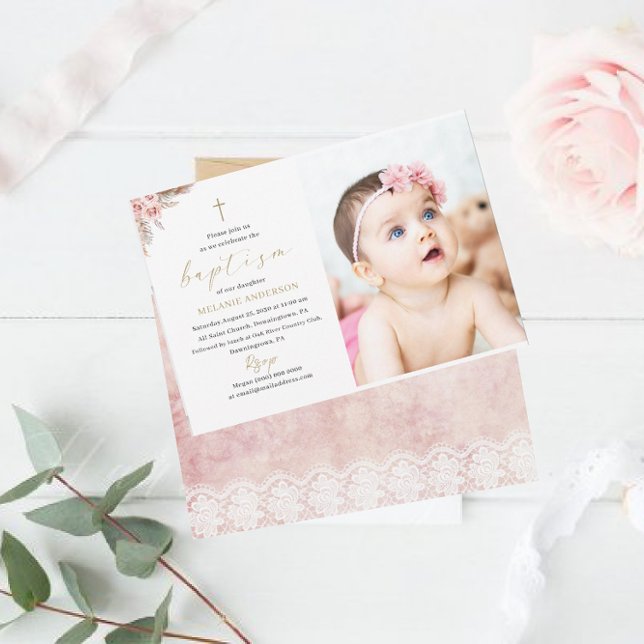 Elegant Baptism Religious event custom photo Invit Invitation (Creator Uploaded)