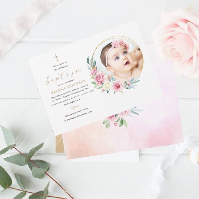 Elegant Baptism Religious event custom photo Invit Invitation (Creator Uploaded)