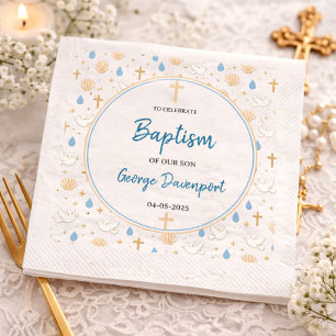Elegant Baptism   Religious Kids Christening Party Napkin