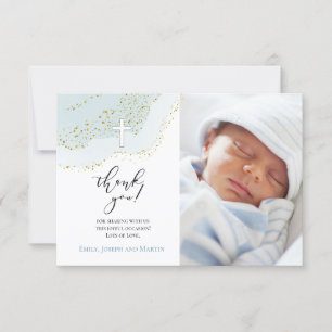 elegant baptism thank you baby boy invitation