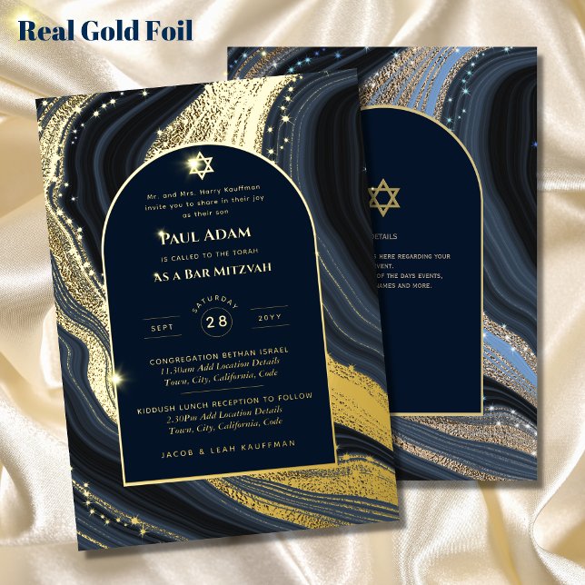 Elegant Bar Mitzvah | Bat Mitzvah | Navy Agate (Creator Uploaded)