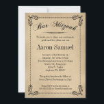 Elegant Bar Mitzvah Invitations<br><div class="desc">This formal & elegant Bar Mitzvah invitation harks back to yesteryear but still has one heck of a Cool Factor.  Neutral vintage paper style background with black scroll and script.</div>