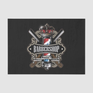 Elegant Barber Pole and Crown Logo Personalise Tissue Paper