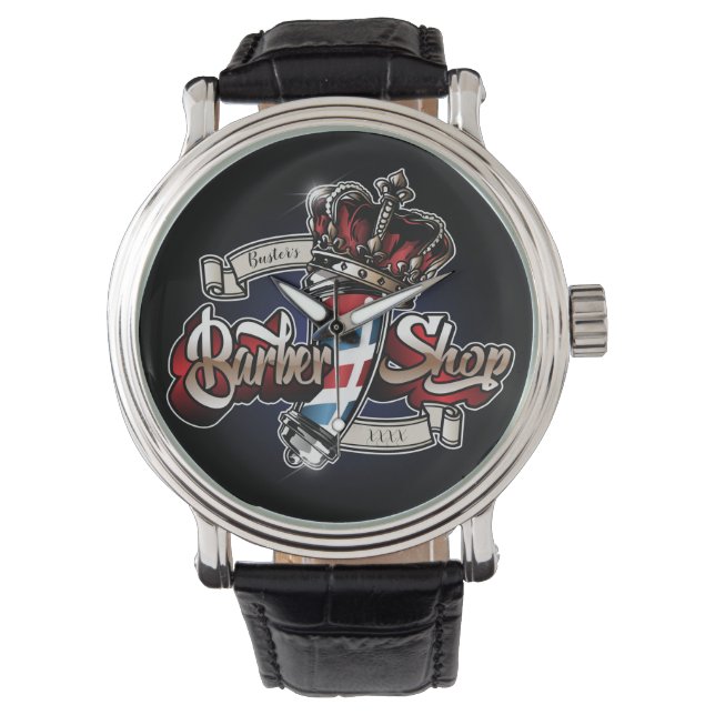 Elegant Barber Pole and Crown Personalise Watch (Front)