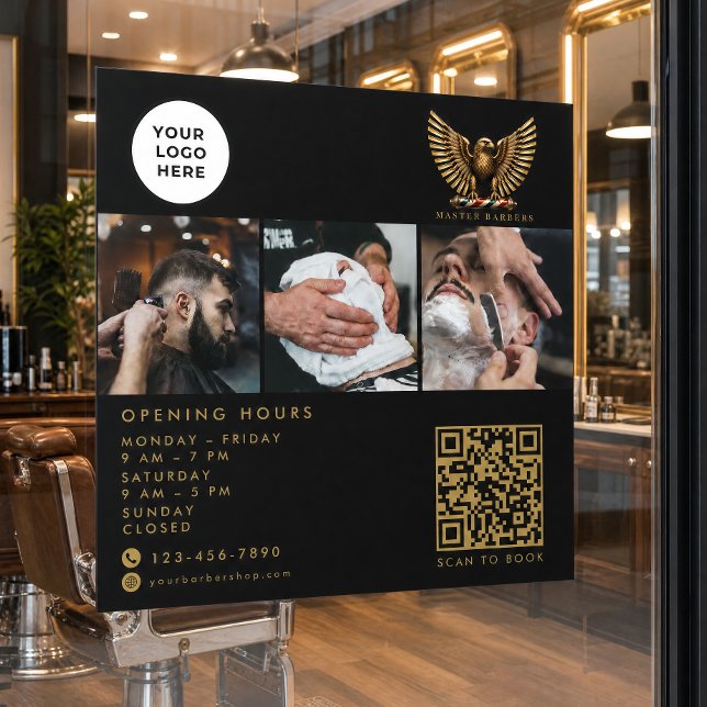 Elegant Barber Shop Golden Eagle Qr Code Logo  (Creator Uploaded)