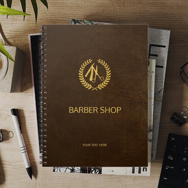 Elegant barber shop logo appointment book (Creator Uploaded)