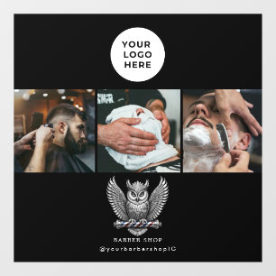 Elegant Barber Shop Silver Owl Logo Hair Stylist