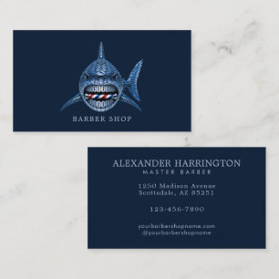 Elegant Barber Shop Steel Shark Barber Pole Business Card
