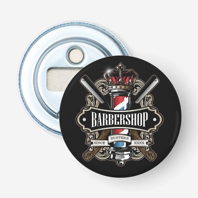 Elegant Barbershop Personalise Bottle Opener (Front)