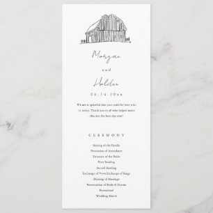 Elegant Barn Black and White Rustic Wedding Program