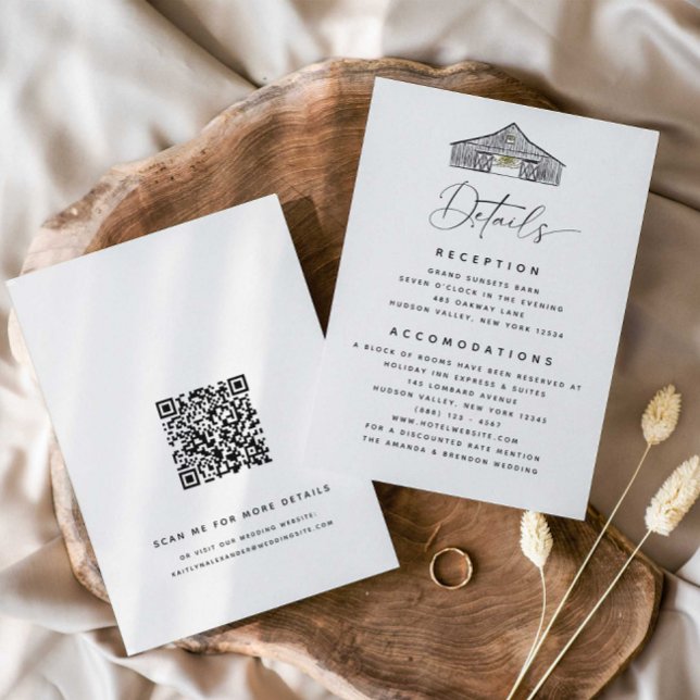 Elegant Barn Details QR Code Wedding Enclosure Card (Creator Uploaded)