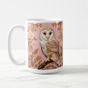 Elegant Barn Owl Pink and Gold Floral  Coffee Mug