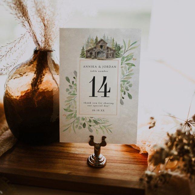 Elegant Barn | Watercolor Table Number Card (Creator Uploaded)