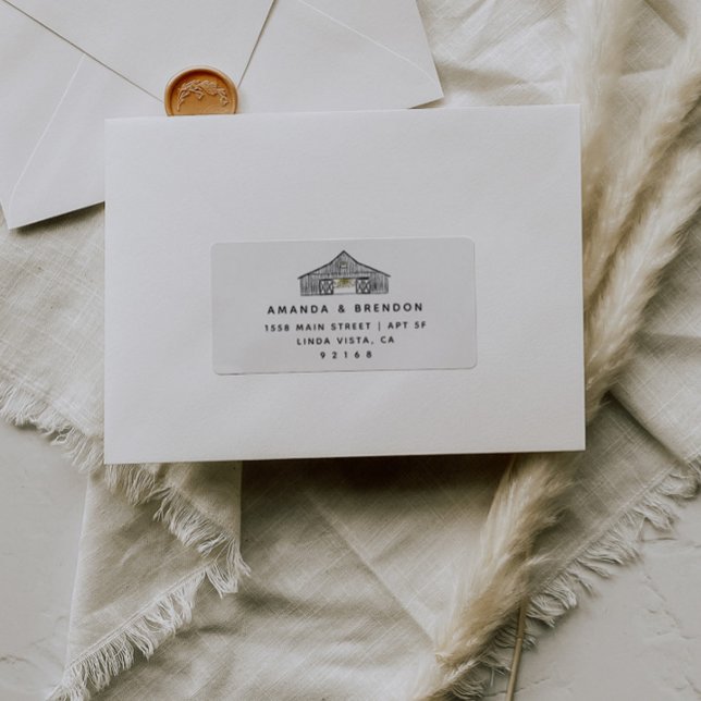 Elegant Barn Wedding RSVP Return Address Label (Creator Uploaded)