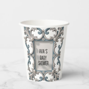 Elegant Baroque Baby Boy Shower Paper Cups