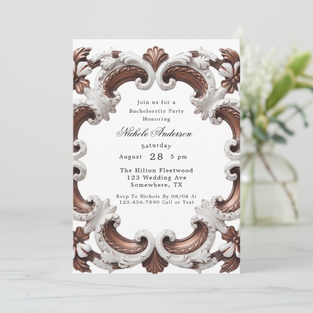 Elegant Baroque Bachelorette Party Invitation (Standing Front)