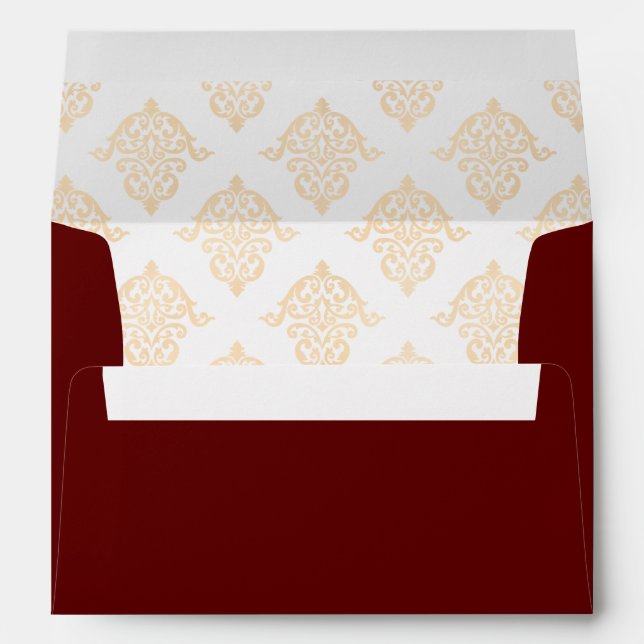 Elegant Baroque Burgundy Wedding Return Address Envelope (Back (Bottom))