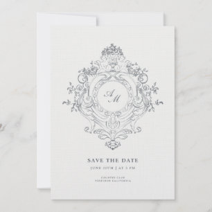 Elegant Baroque Crest Black Style Save the Date Invitation