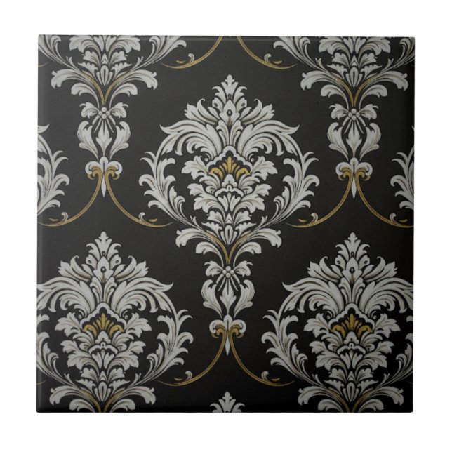 Elegant Baroque Damask Ceramic Tile (Front)