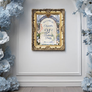 Elegant Baroque Floral Arch 21st Birthday Party Poster