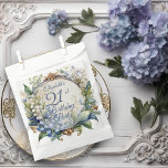Elegant Baroque Floral Frame 21st Birthday Party Favour Bag<br><div class="desc">A stunning garden-inspired birthday party design featuring an elaborate Baroque-style decorative circular frame adorned with an elegant blend of floral motifs. The dusky blue frame is gracefully draped in delicate Lily of the Valley and Hawthorn flowers, creating a romantic and timeless atmosphere. The intricate detailing of the Baroque elements adds...</div>